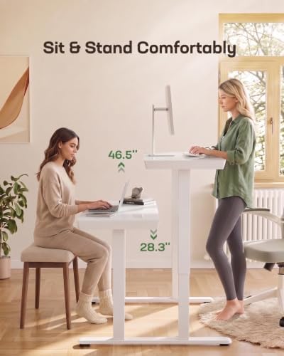 Marsail Glass Standing Desk, 35 x 20 Inch Small Sit Stand Desk