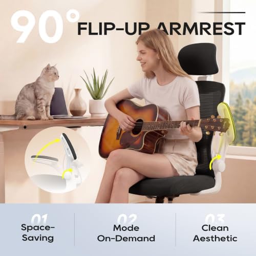 Ergonomic Office Chair for Long Hours, Adjustable Padded Lumbar Support for Lower Back Relief, 330 lb Capacity, Comfortable Computer Desk Chair for Home Office, Work & Study