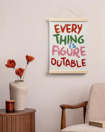 FGFK Everything is Figureoutable Colorful Inspirational Wall Art Poster Hanger Frame, Motivational Positive Affirmations Canvas Prints Framed Wall Decor for Office Classroom Home, 12x16 Inch