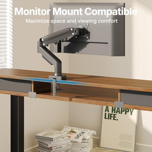 HUANUO 40" X 24" Electric Standing Desk with 2 Drawers, C-Clamp Mount Compatible, Height Adjustable Computer Desk, Home Office Stand Up Desk with 4 Preset Heights & 2 Hooks, Walnut