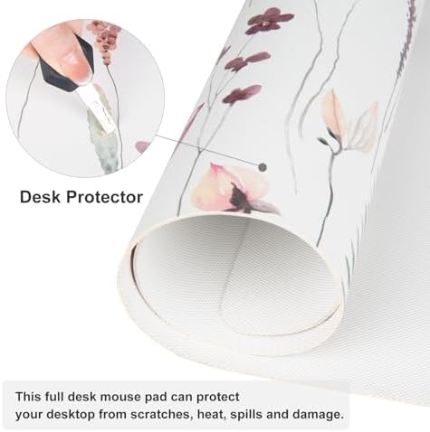 QiyI PU Leather Large Mouse Pad, Office Decor, 31.5" x 15.7", Wildflowers