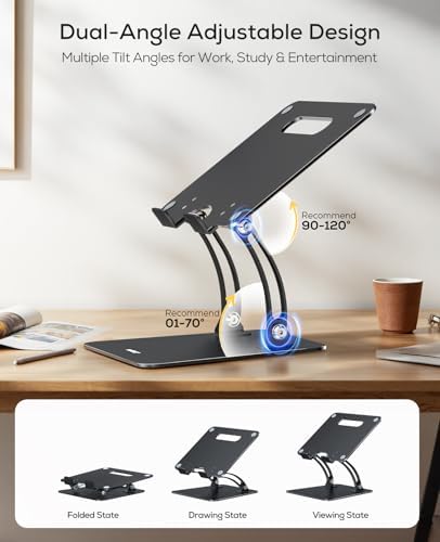 Nulaxy Fully Adjustable Laptop Stand for Desk, Dual Foldable Computer Riser