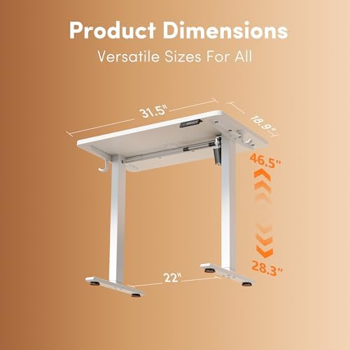 FEZIBO Standing Desk 32 × 19 Inch Electric Height Adjustable, White