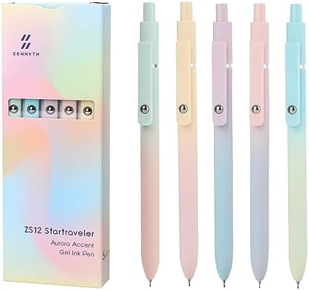 Ddaowanx Gel Pens,5 Pcs 0.5mm Retractable Quick Dry Black Ink Pens