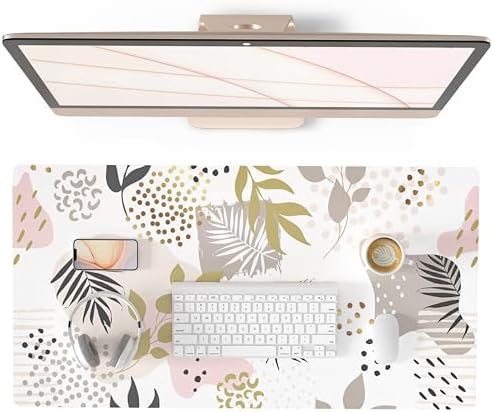 QiyI PU Leather Large Mouse Pad, Office Decor, 31.5" x 15.7", Tropical