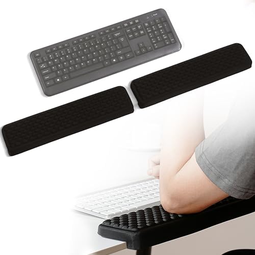 MEKASS L-Shaped Desk Elbow Pad for Desk, Memory Foam Elbow Support Padding with Non-Slip, Ergonomic Desk Edge Cushion, Wrist Comfort Support for Office Home 2 Pcs (Ellipse Black)