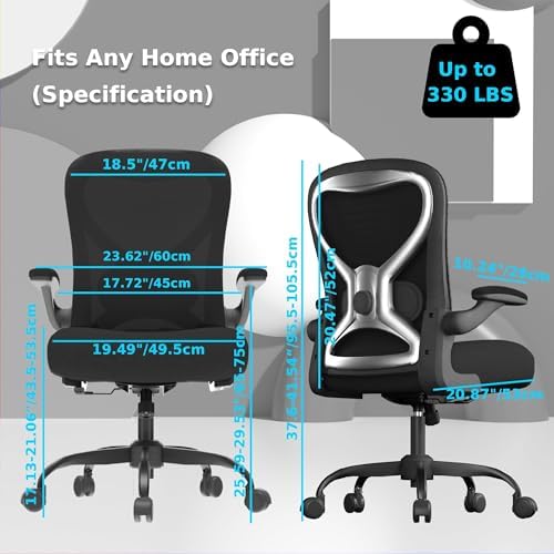 Ergonomic Home Office Chair, 4-Way Lumbar, Thick Cushion, 330LBS