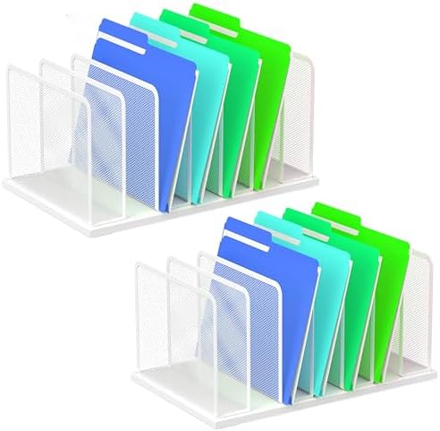 Kuntine.B 7-SectionUpright Desk File Organizer White 2 Pack