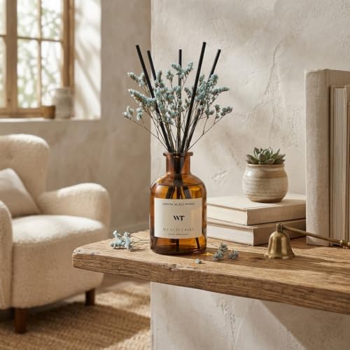 WEALD TRIBE Reed Diffuser Set for Bathroom Decor, Sticks Diffuser with Essential Oils Included | Ocean Scent 4.0 fl oz Fragrance Oil | Defusers for Home Living Room Shelf Decor Apartment Essentials