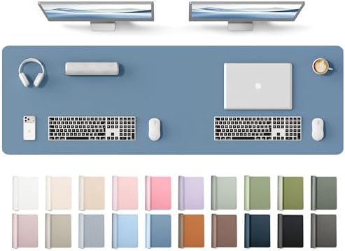 YSAGi Leather Desk Protector, Office Mat, Large Mouse Mat, Non-Slip PU Leather Blotter, Laptop Desk Mat, Waterproof Writing Pad for Office and Home(Blue, 63" x 17.2")