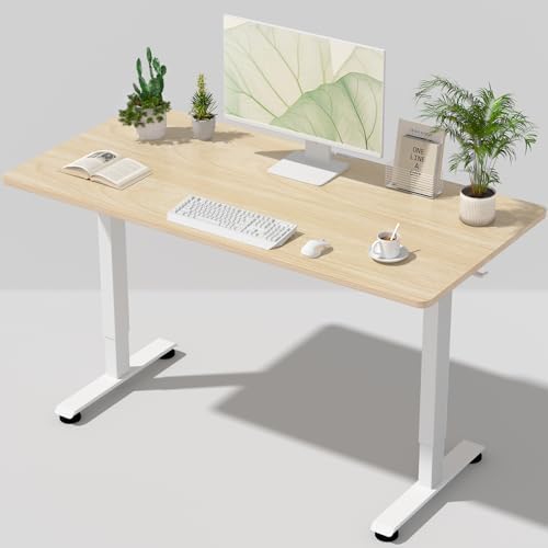 Veken 55 Inch Large Electric Standing Desk, Gaming Table, Nature
