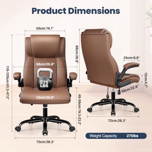 Ergonomic Office Chair, High Back Leather Executive Desk Chair
