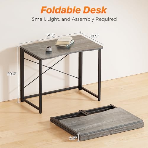 Huuger Folding Desk for Small Spaces, 31.5 Inch Foldable Computer Table