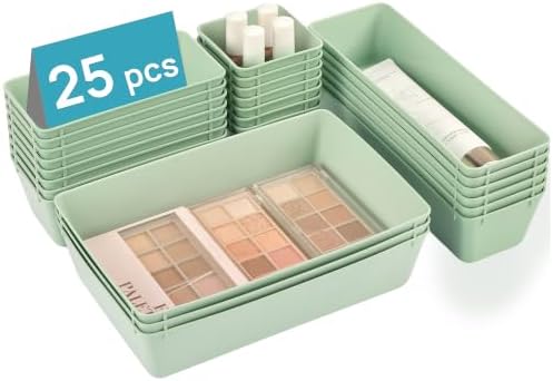 Vtopmart 25 Pack Plastic Drawer Organizers with Non-slip Rubber Pads