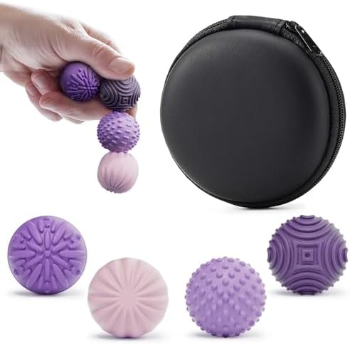 luckdoor Silicone Magnetic Balls Fidget Toys for Adults & Teens,4PCS Stress Relief Sensory Toys for Autism ADHD Anxiety,Fun Textures Gadgets,Office Desk Toy,Stocking Stuffer for Men Women Teen Gift