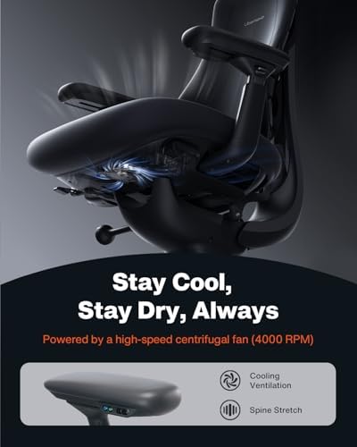LiberNovo Omni PRO Dynamic Ergonomic Office Chair, Built-in Fan, 48cm