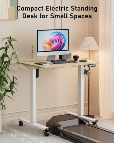 32" Small Rolling Electric Standing Desk Adjustable Height for Home Office