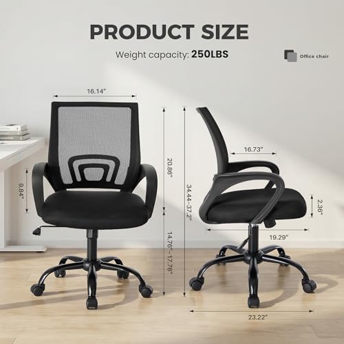 DUMOS Ergonomic Office Chair, Mid-Back Executive Desk Chair 2 Pack