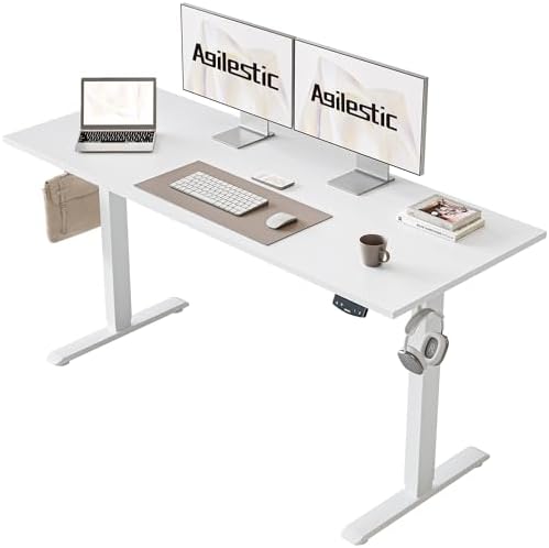 Agilestic 55 * 24 Inch Height Adjustable Electric Standing Desk, White