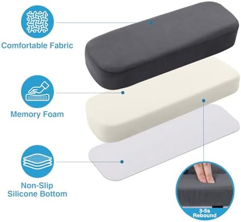 Smiry Memory Foam Office Chair Armrest Pads, Non-Slip Armrest Cushion