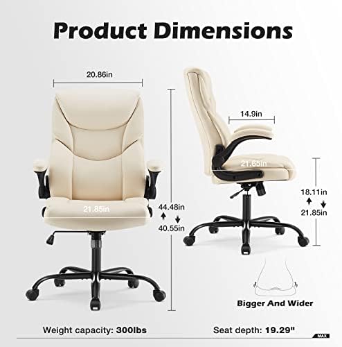 DUMOS Leather Office Chair, Computer Desk Chair, Lumbar Support