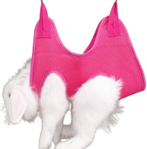 Rabbit Grooming Hammock with Safety Belt for Nail Clipping, Grooming, Bunny Bathing Bag for Nail Trimming, Cat Claw Care Bag, Small Animal Grooming Harness (Red,X-Small)