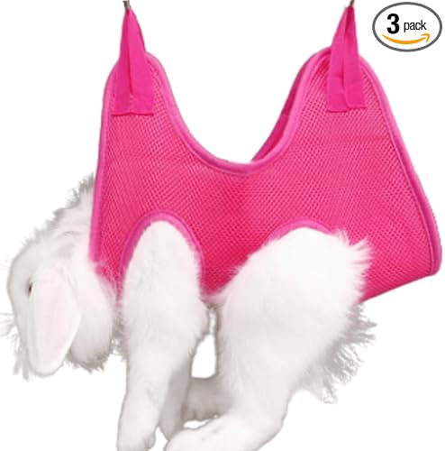Rabbit Grooming Hammock with Safety Belt for Nail Clipping, Grooming, Bunny Bathing Bag for Nail Trimming, Cat Claw Care Bag, Small Animal Grooming Harness (Red,XX-Small)