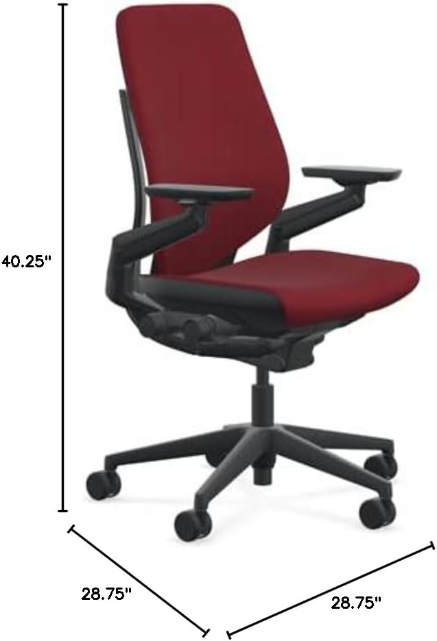 Steelcase Gesture Office Chair - Cogent: Connect Merlot Fabric, Low Seat Height, Shell Back, Black on Black Frame, Lumbar Support, and Hard Floor Casters