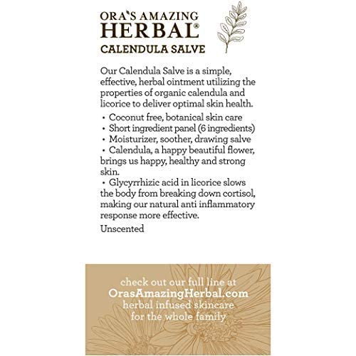 Calendula Salve, Calendula Cream, Drawing Salve, Calendula Ointment, Ora's Amazing Herbal, Coconut Free Salve made with Organic Calendula and Licorice Root, 1 oz