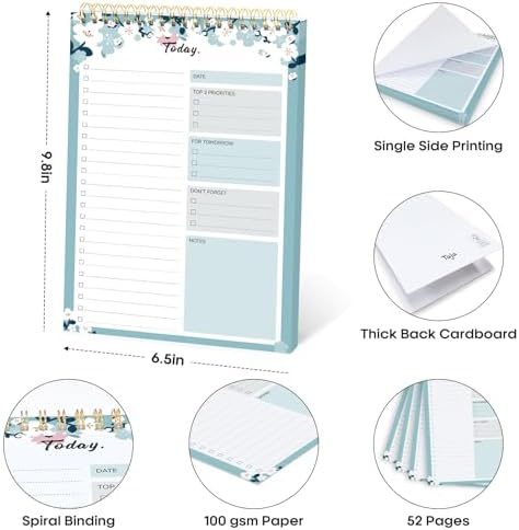 Taja To Do List Notepad, Undated Daily Planner for Work and Goal Setting