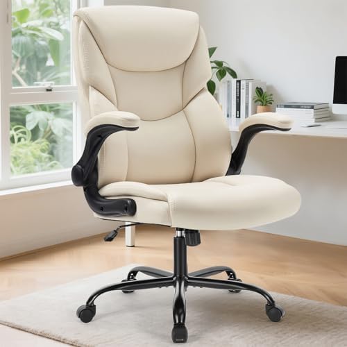 DUMOS Leather Office Chair, Computer Desk Chair, Lumbar Support