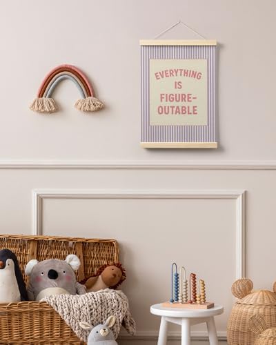 FGFK Everything Is Figureoutable Positive Affirmations Wall Art Poster Hanger Frame, Preppy Pink and Purple Inspirational Canvas Prints Framed Wall Decor for Office Classroom Home Bedroom, 12x16 Inch