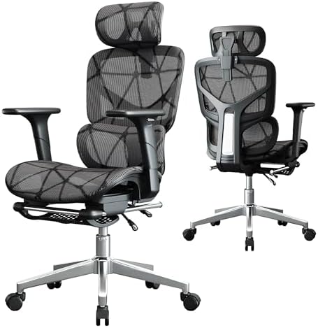 Mesh Office Chair,Ergonomic Computer Chair,Adjustable Lumbar High Back Desk Chair 400lbs,4D Adjustable Armrests & Removable Headrest,Breathable Mesh Chair for Adults,Home Gaming & Workplace(Black)