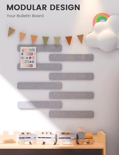 Fluxynara 13" x 2" Felt Wall Panels, Soft Gray
