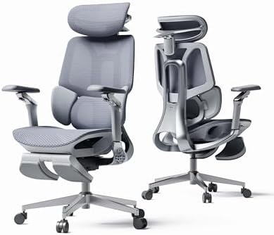Hbada E3 Pro 2026 Edition Ergonomic Office Chair, Mesh Desk Chair with 3-Zone Floating Lumbar Support, Upgraded 4D Headrest, 720° Armrests, Grey with Footrest