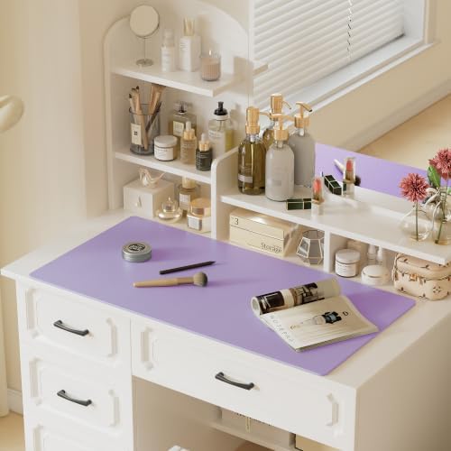 Aothia Faux Leather Desk Mat (Light Purple, 48" x 17")