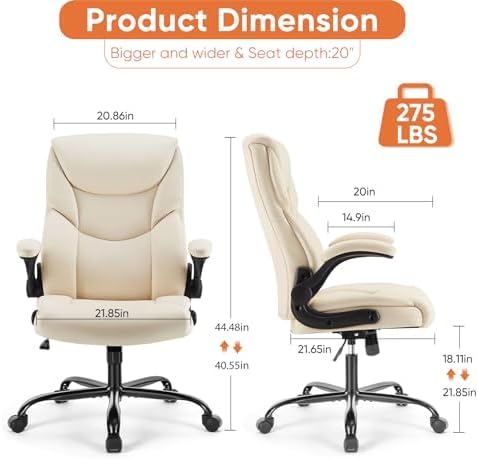 Sweetcrispy Home Office Desk Chairs, High Back PU Leather Chair