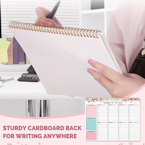Thboxes Weekly To Do List Notepad, 8.5"x11" Desk Planner 52 Sheets, Pink