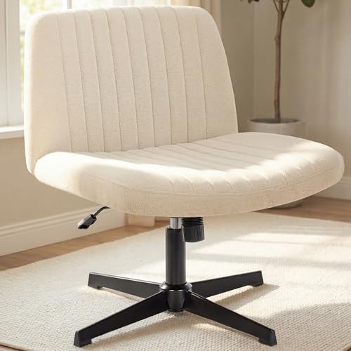 NEO CHAIR Criss Cross Chair with No Wheels, Cozy Wide Armless Seat, Beige