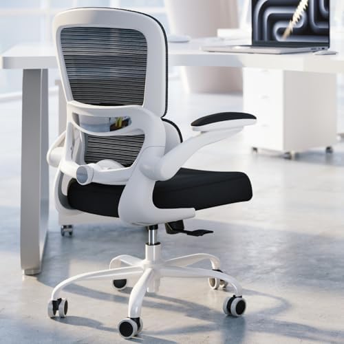 TRALT Office Chair - Ergonomic Desk Chair with Adjustable Lumbar Support, Mesh Computer Chair, Executive Chair for Home Office Comfortable Lumbar Support (1, White+Black)