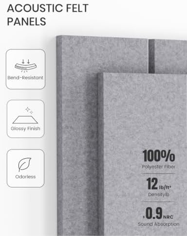 Fluxynara 36" x 24" Large Felt Bulletin Board, Soft Gray
