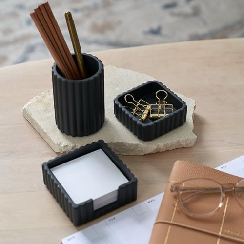 Modern Aesthetic Desk Accessories Set of 3 - Stylish Concrete Organizers