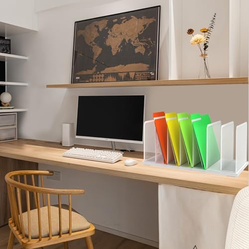 Kuntine.B 7-Section Upright Desk File Organizer White 1 Pack