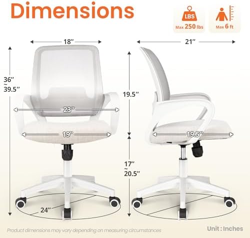 NEO CHAIR Home Office Desk Chair Ergonomic Mesh with Lumbar Support, Ivory