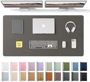 YSAGi Leather Desk Protector, Office Mat, Large Mouse Mat, Non-Slip PU Leather Blotter, Laptop Desk Pad, Waterproof Writing Pad for Office and Home (Dark Grey, 47.2" x 23.6")