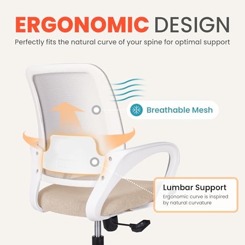 NEO CHAIR Home Office Desk Chair Ergonomic Mesh with Lumbar Support, Beige