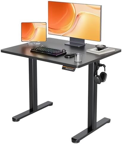 Claiks Electric Height Adjustable Standing Desk, 35x20 Inch, Black