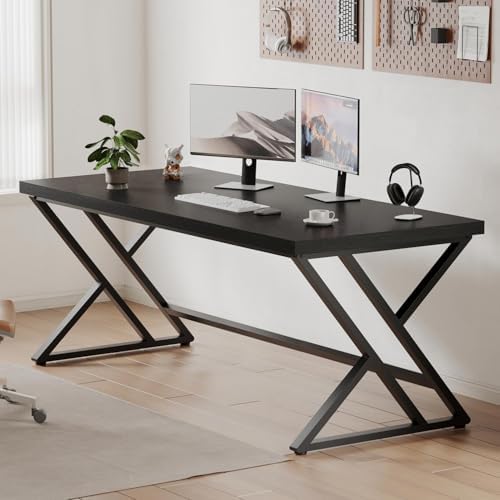 LVB 60 Inch Computer Office Desk Metal & Wood Writing Desks Rustic Brown