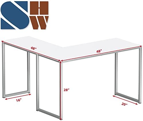 SHW Mission 48 x 48 L-Shape Home Office Computer Desk, White