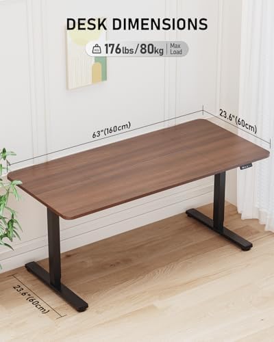 63" Large Electric Standing Desk Adjustable Height for Home Office